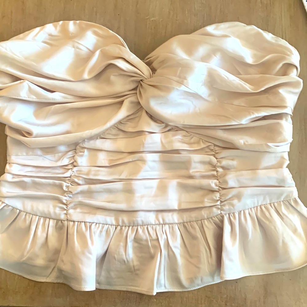 Express champagne satin strapless camisole